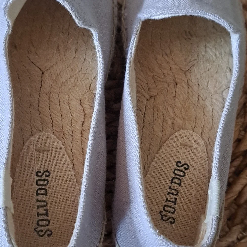 NWOT SOLUDOS Womens Summer/Preppy Grey Canvas Smoking‎ Espadrille Loafers 7.5